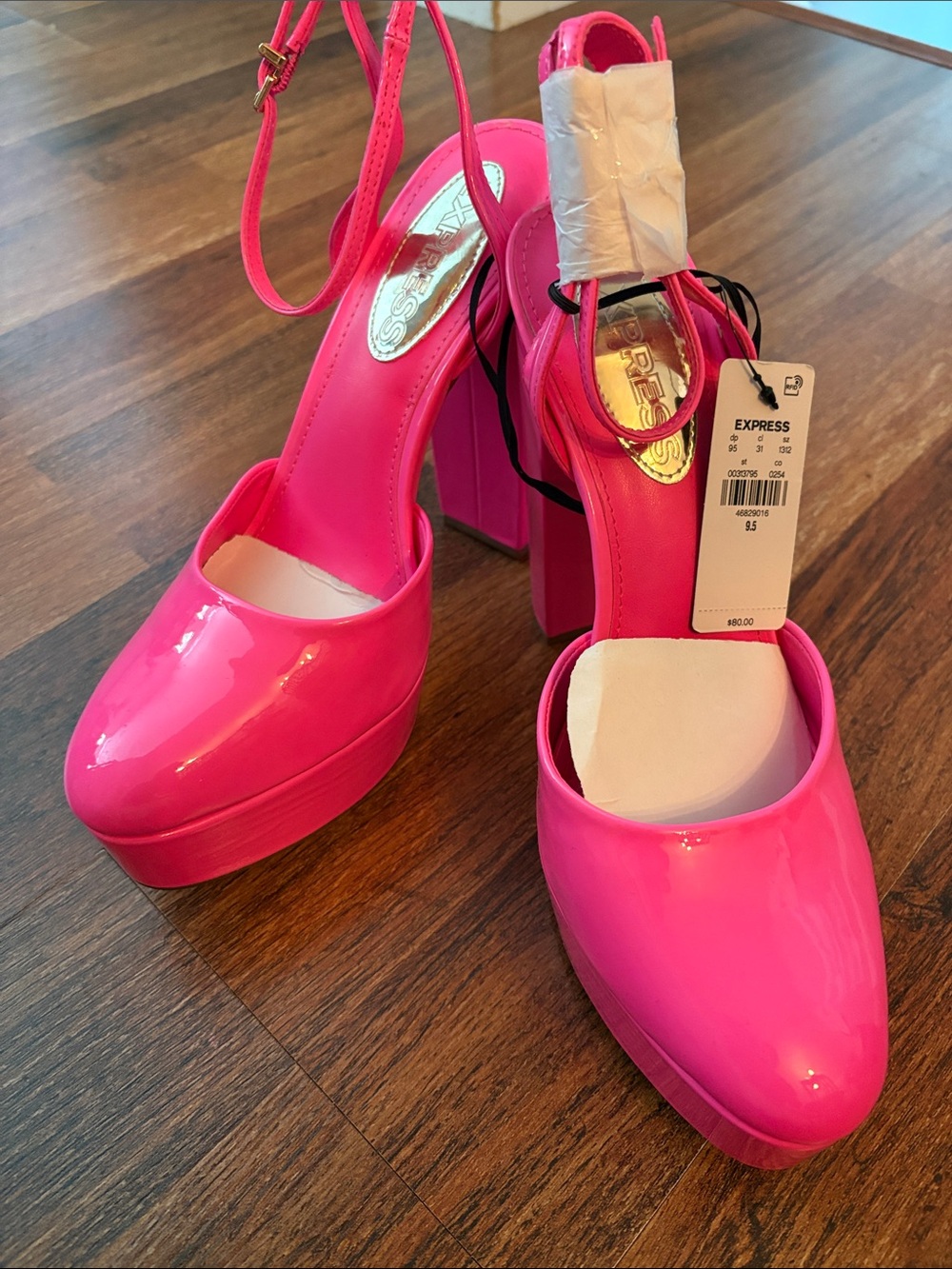 Express Women's Neon Pink Platform Block Heel Sandals